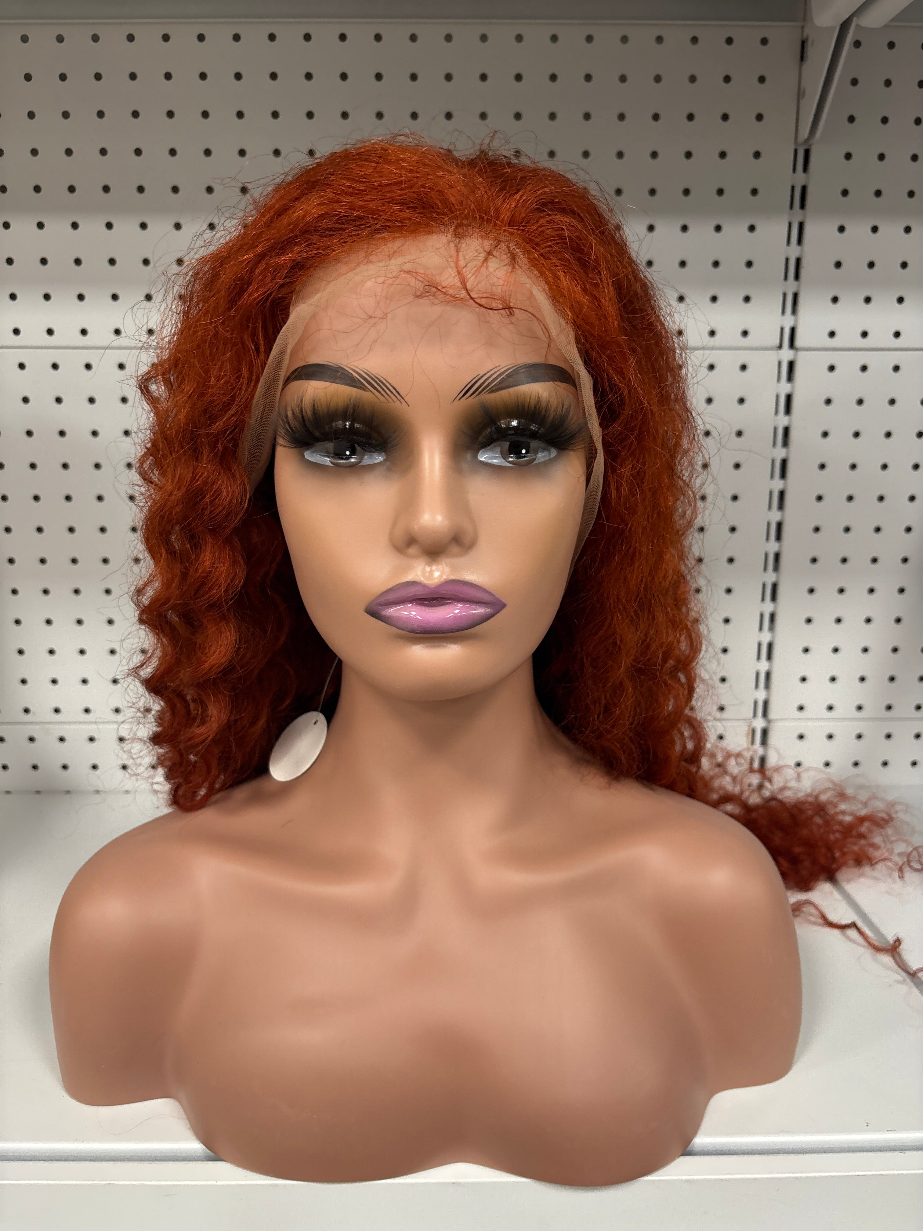 22" Dirty Orange Loose Curly HD Lace Front Wig - Vibrant & Voluminous