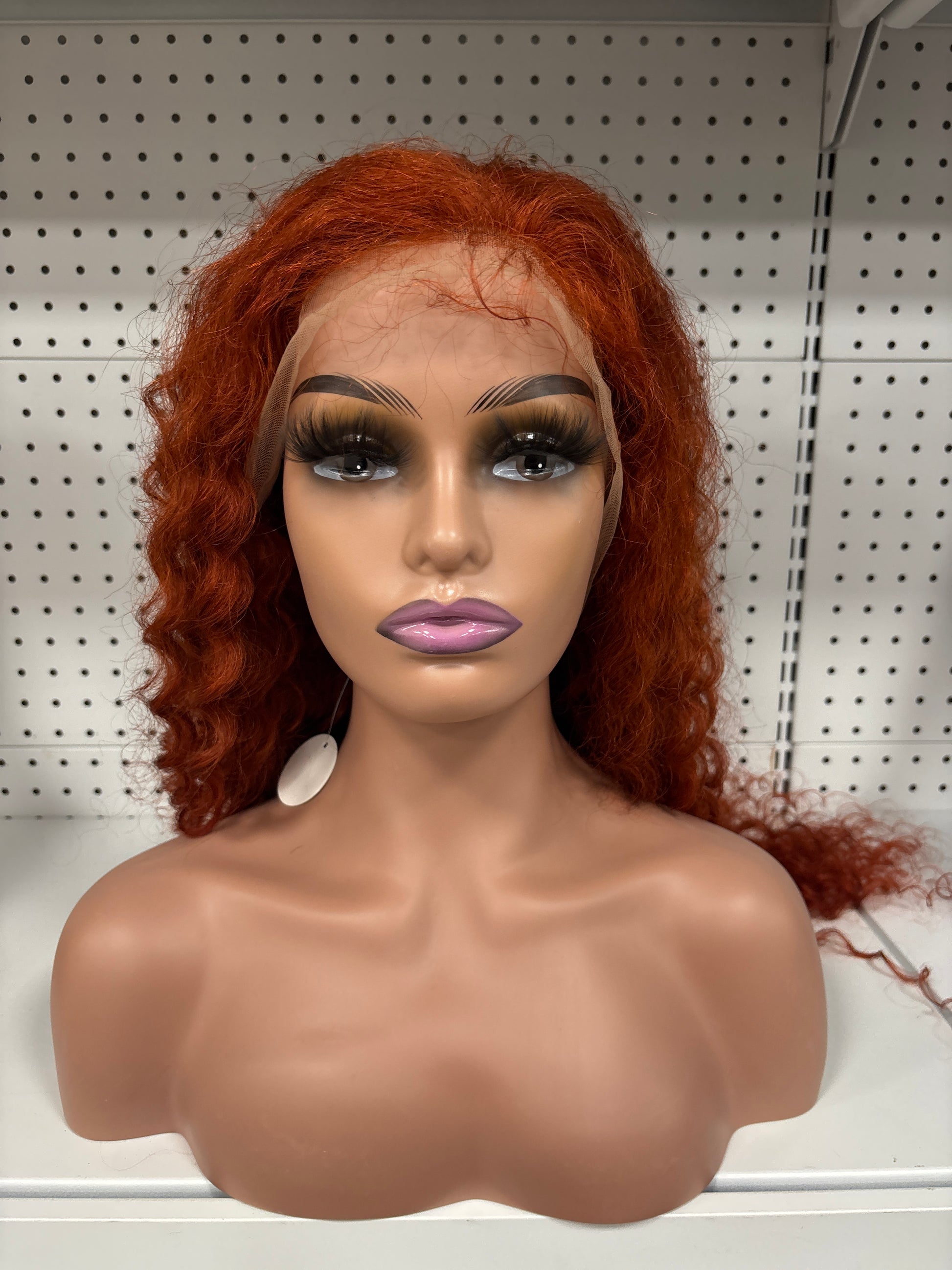 22" Dirty Orange Loose Curly HD Lace Front Wig - Vibrant & Voluminous