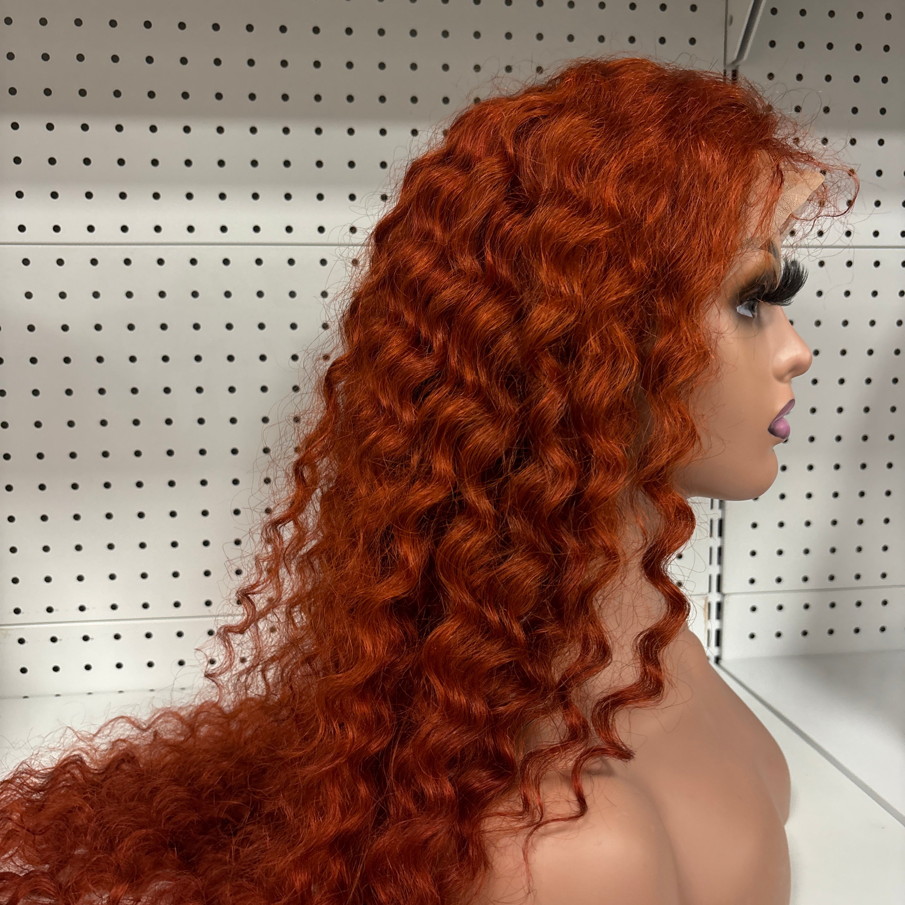 22" Dirty Orange Loose Curly HD Lace Front Wig - Vibrant & Voluminous