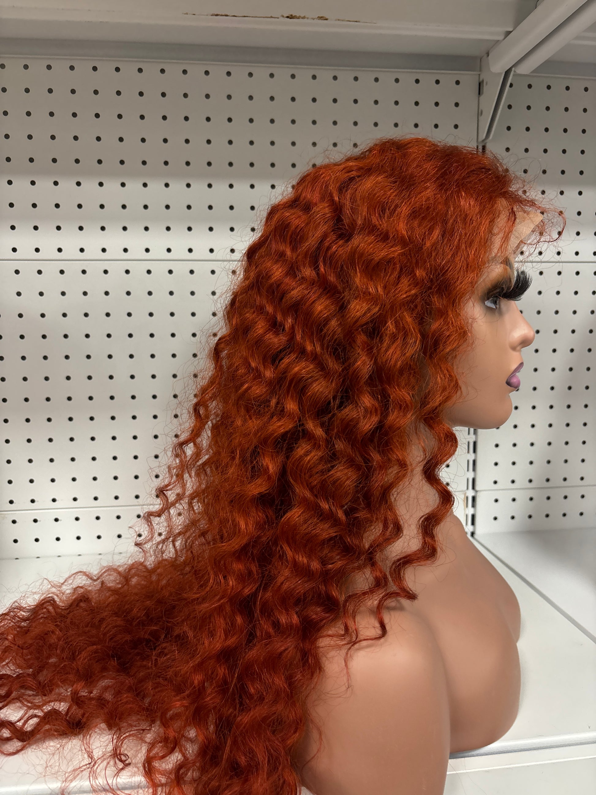 22" Dirty Orange Loose Curly HD Lace Front Wig - Vibrant & Voluminous