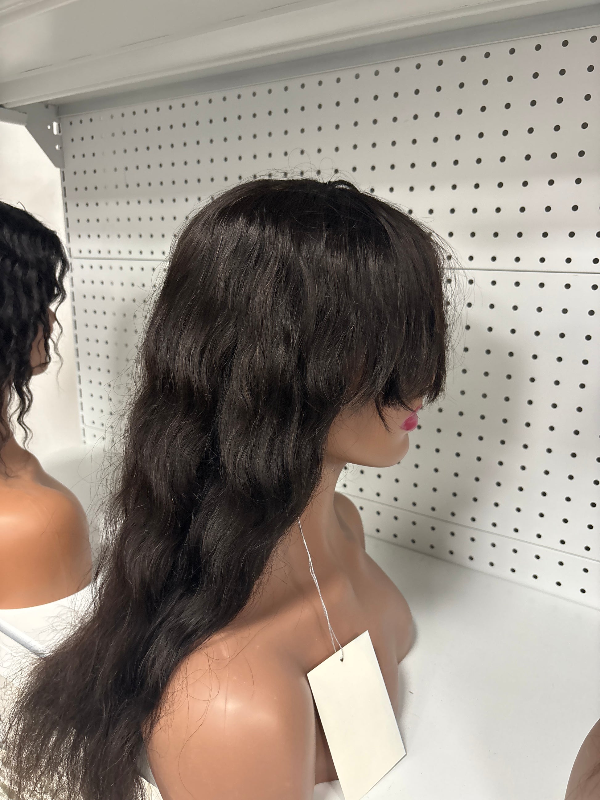 14" Black Water Wave HD Lace Front Wig with Bangs - Chic & Effortless Glam