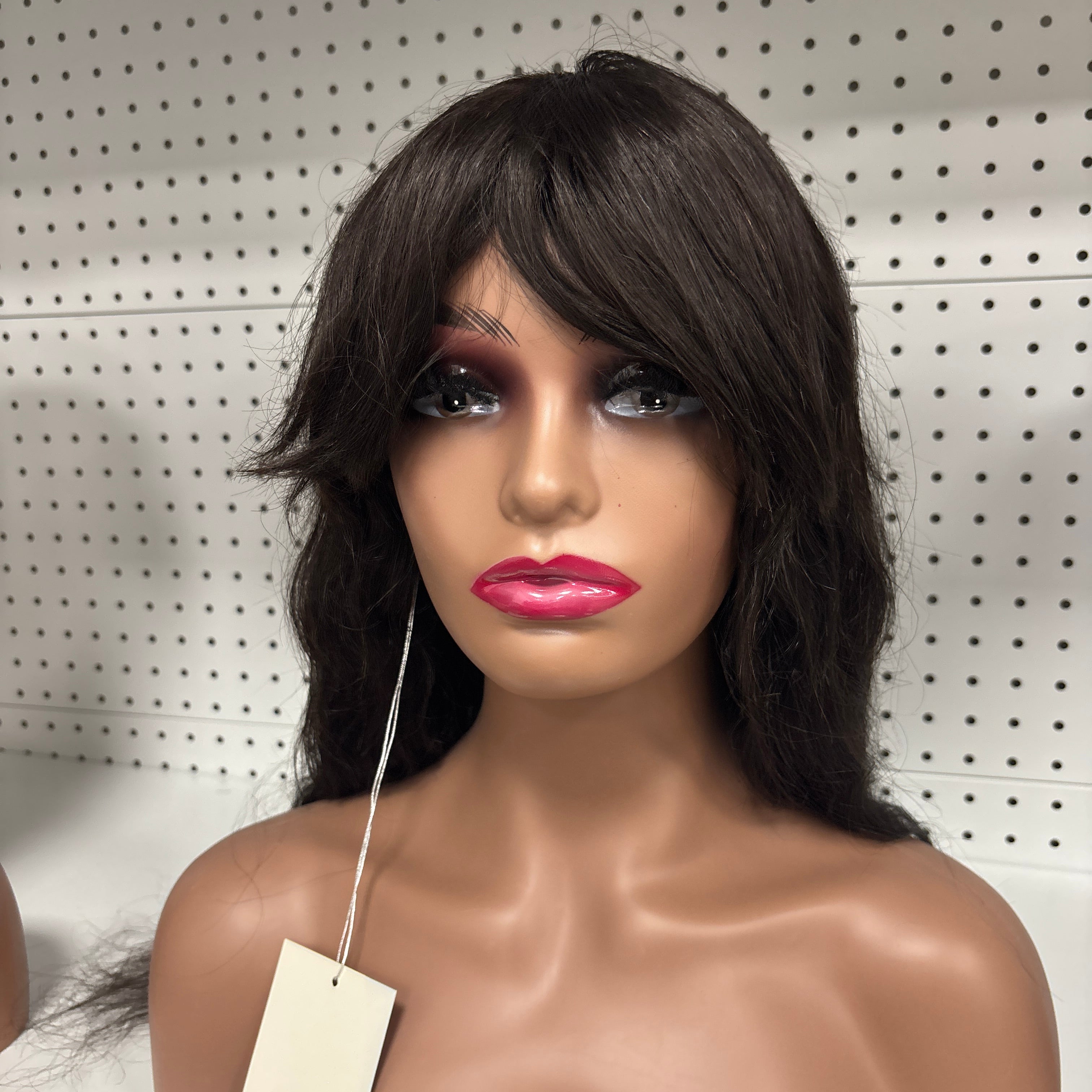 14" Black Water Wave HD Lace Front Wig with Bangs - Chic & Effortless Glam