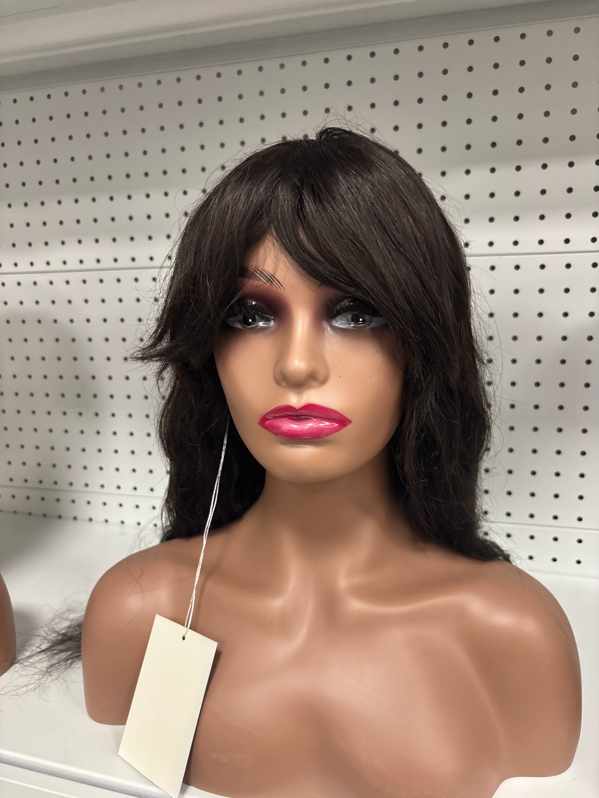 14" Black Water Wave HD Lace Front Wig with Bangs - Chic & Effortless Glam