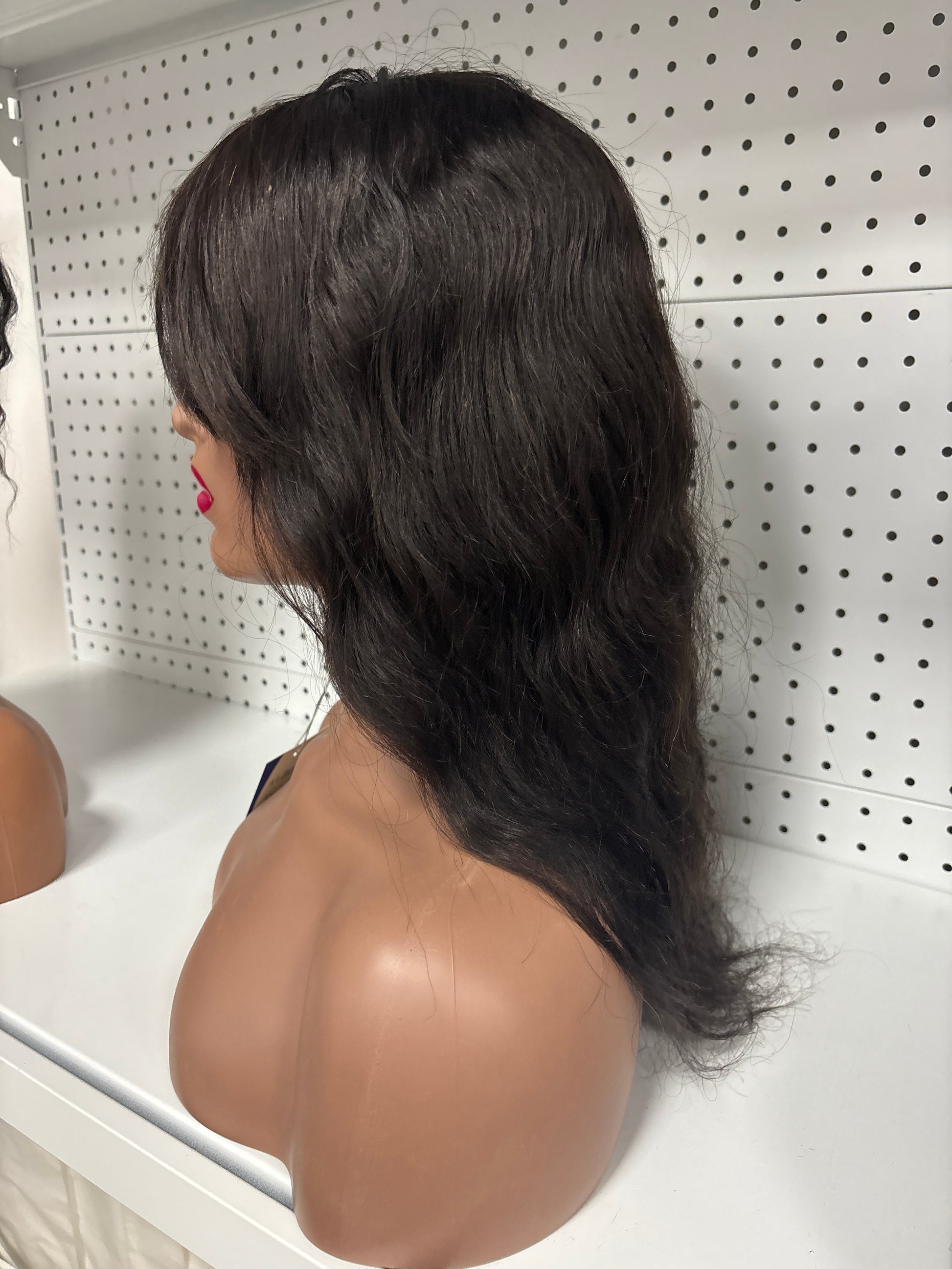 14" Black Water Wave HD Lace Front Wig with Bangs - Chic & Effortless Glam