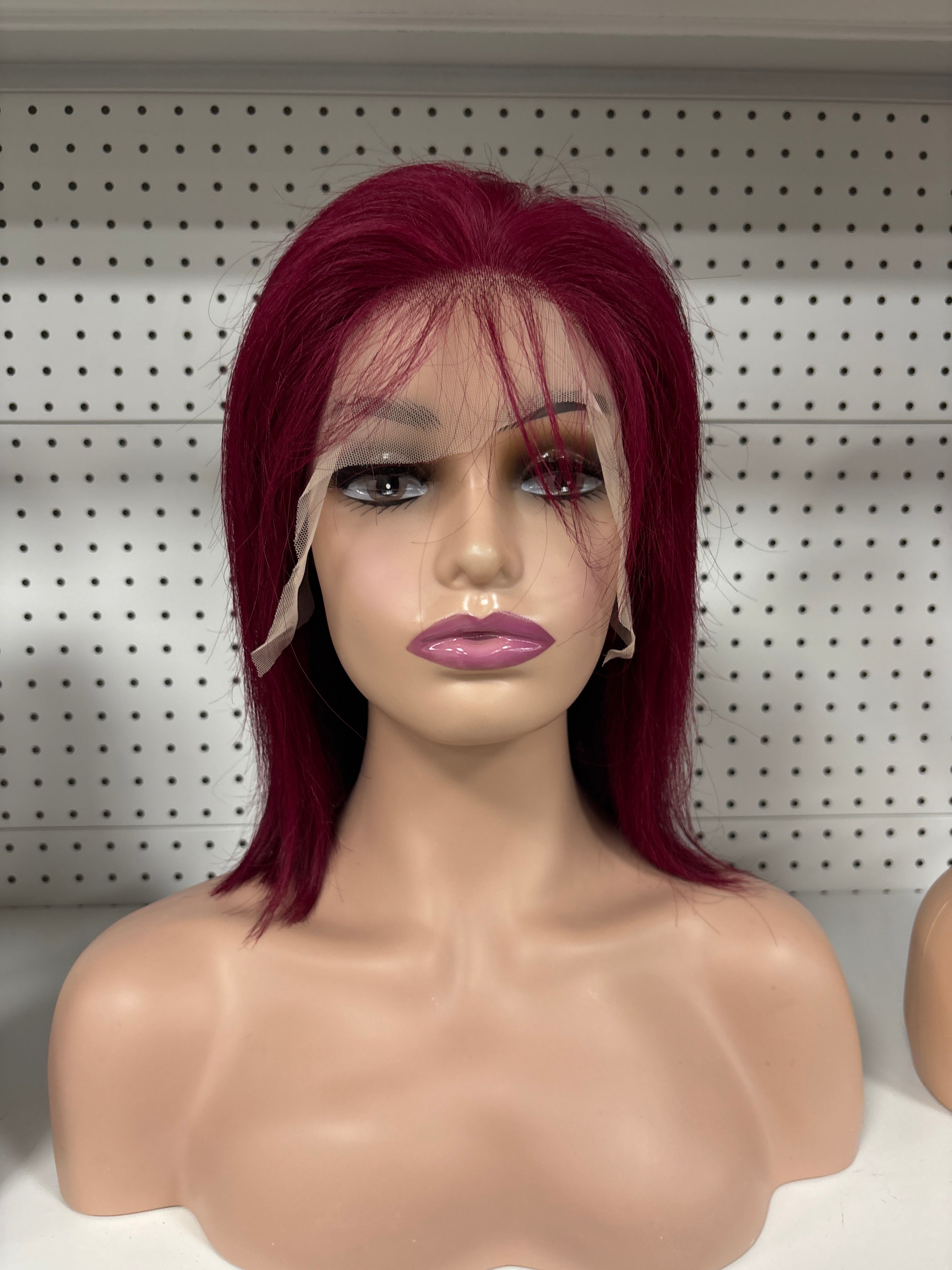 12" Straight Burgundy HD Lace Front Wig – Rich, Vibrant & Sleek