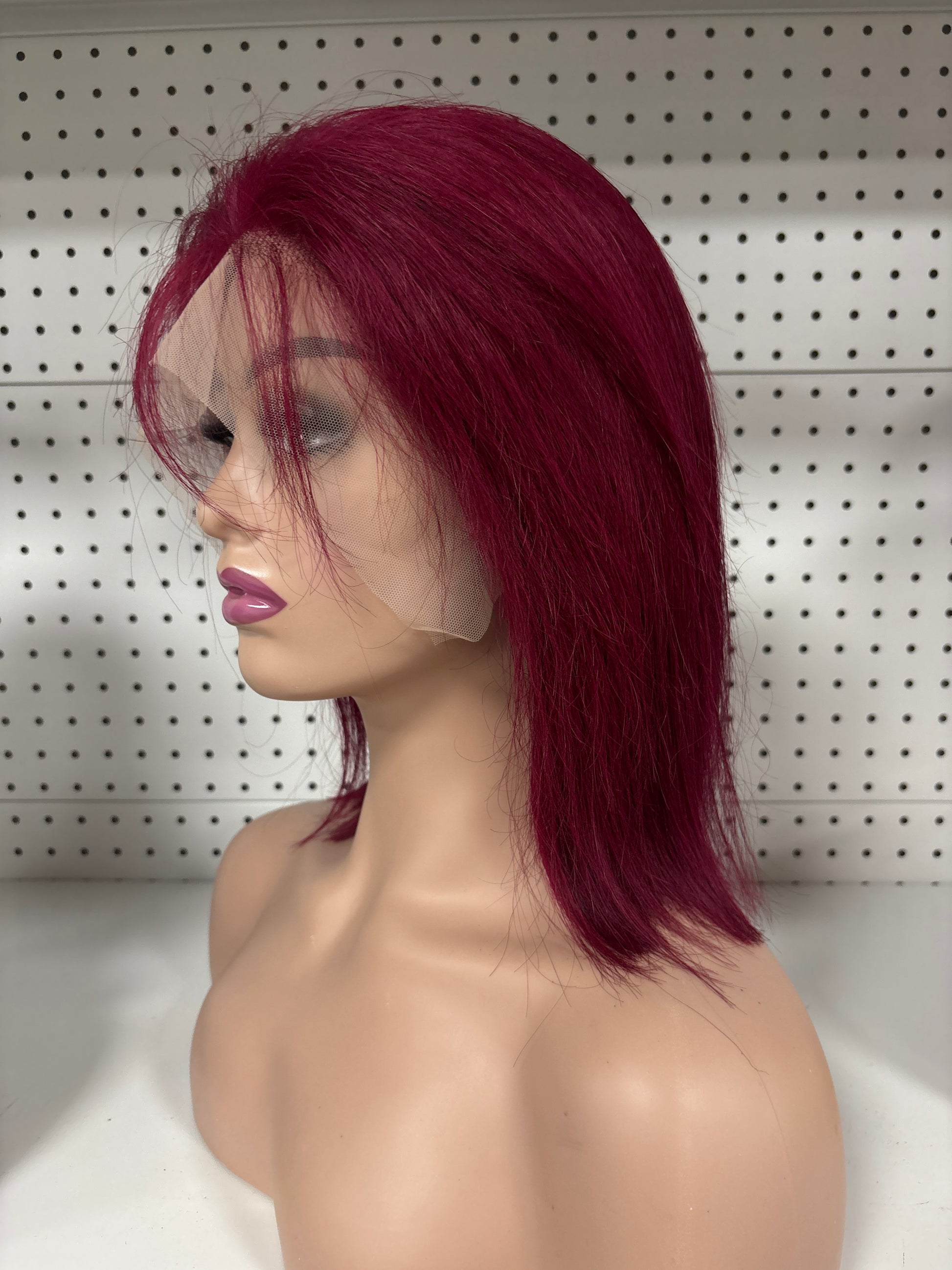 12" Straight Burgundy HD Lace Front Wig – Rich, Vibrant & Sleek