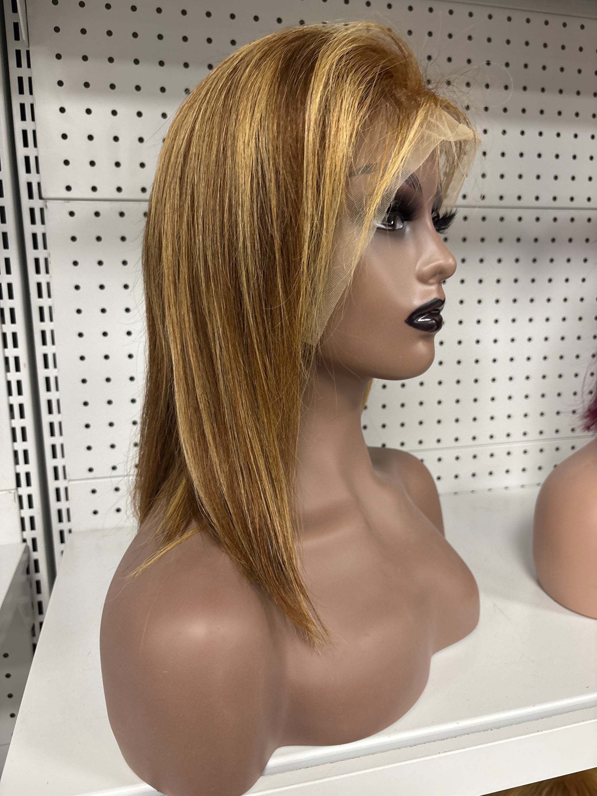 14" Straight Blonde Balayage HD Lace Front Wig – Sun-Kissed & Sleek