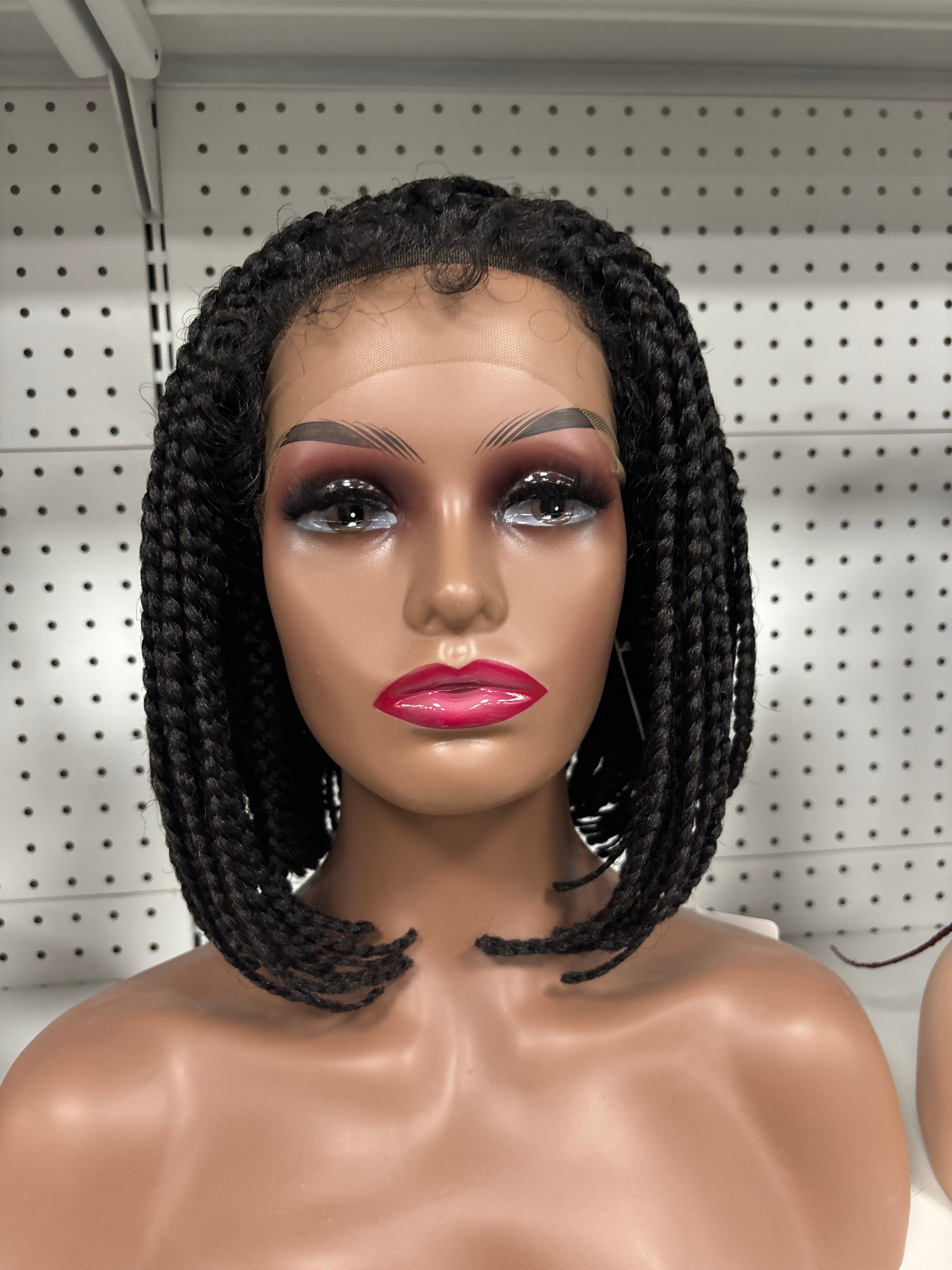 14" Black Bob Braided HD Lace Front Wig – Chic & Low-Maintenance