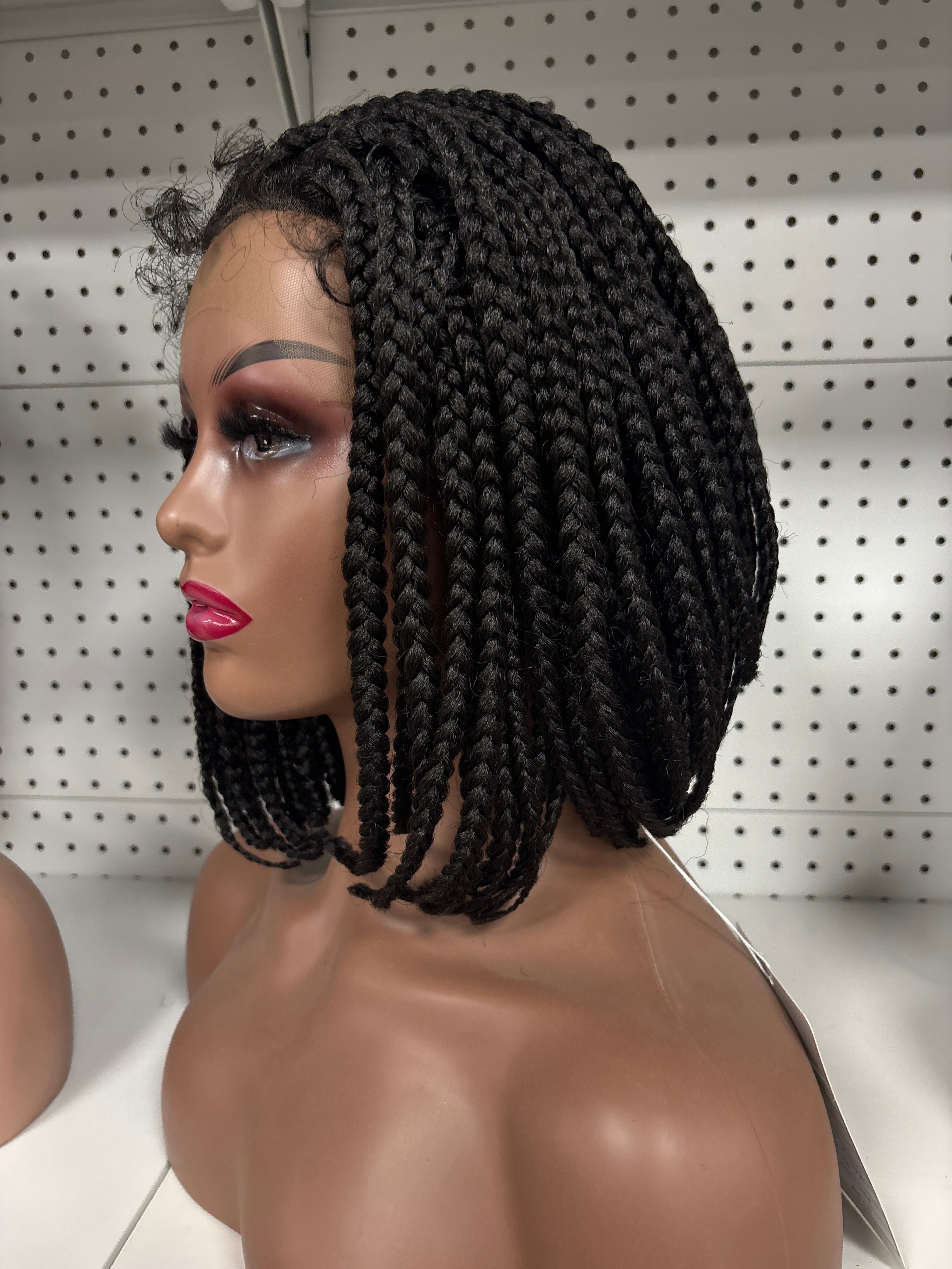 14" Black Bob Braided HD Lace Front Wig – Chic & Low-Maintenance