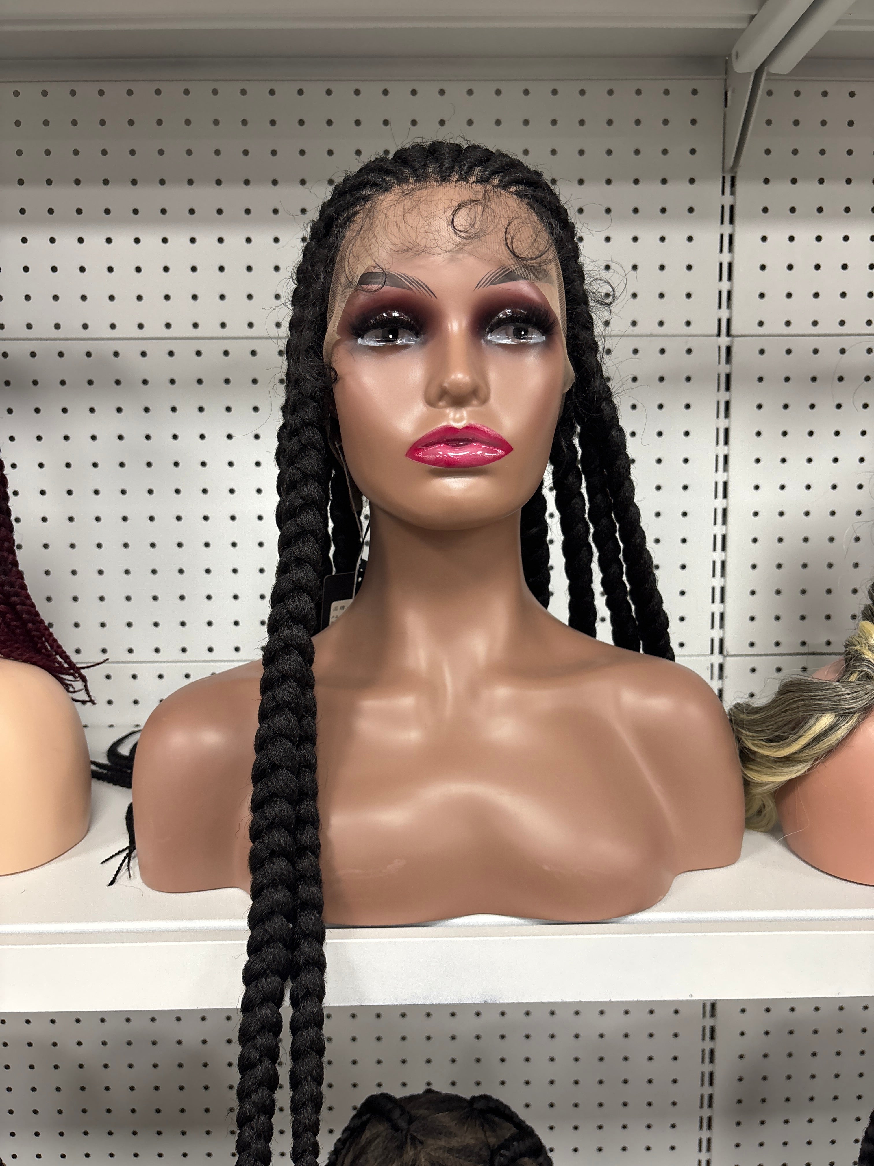 26" Black 200% Density Braided HD Lace Front Wig – Classic Glam