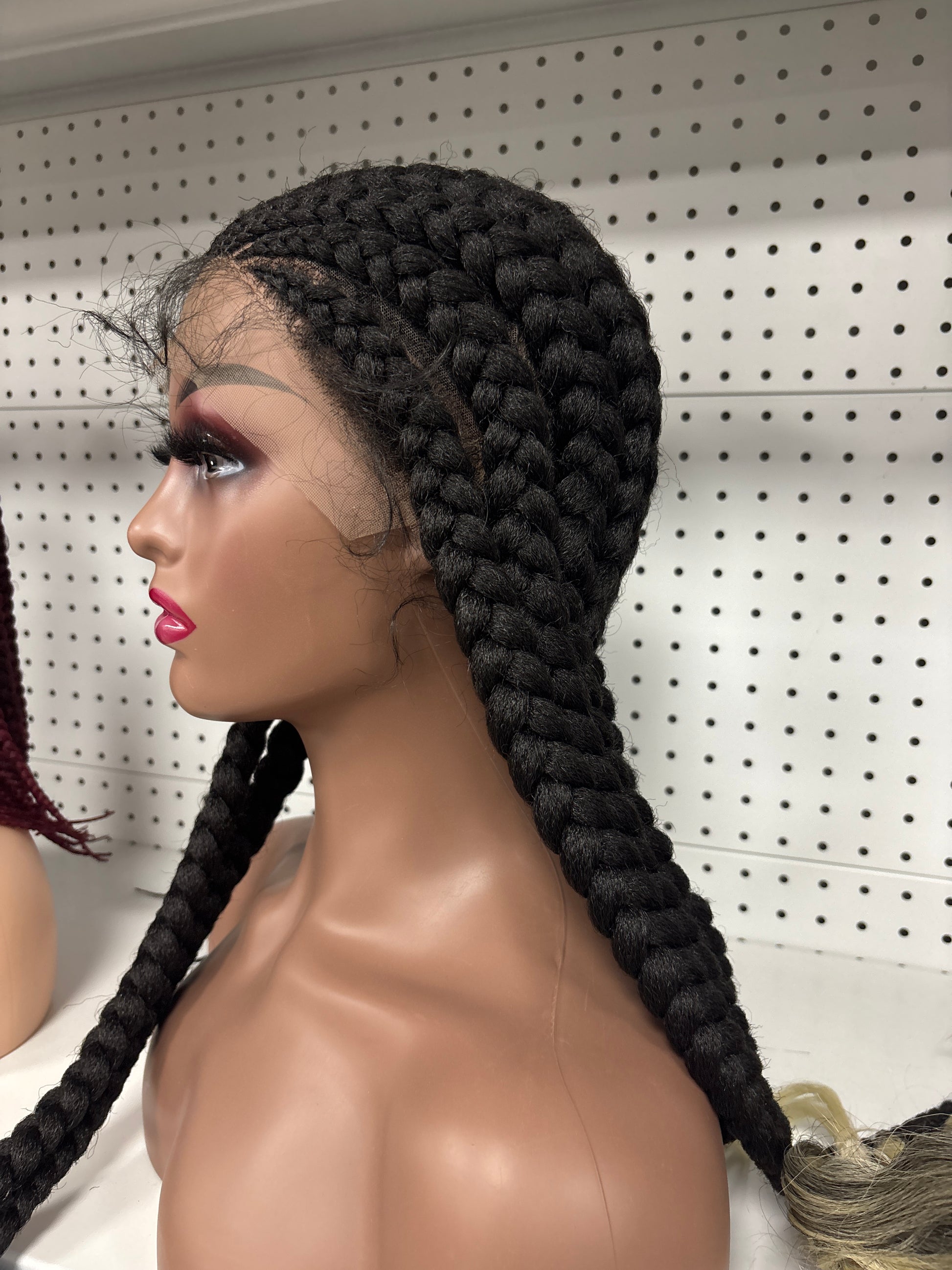 26" Black 200% Density Braided HD Lace Front Wig – Classic Glam