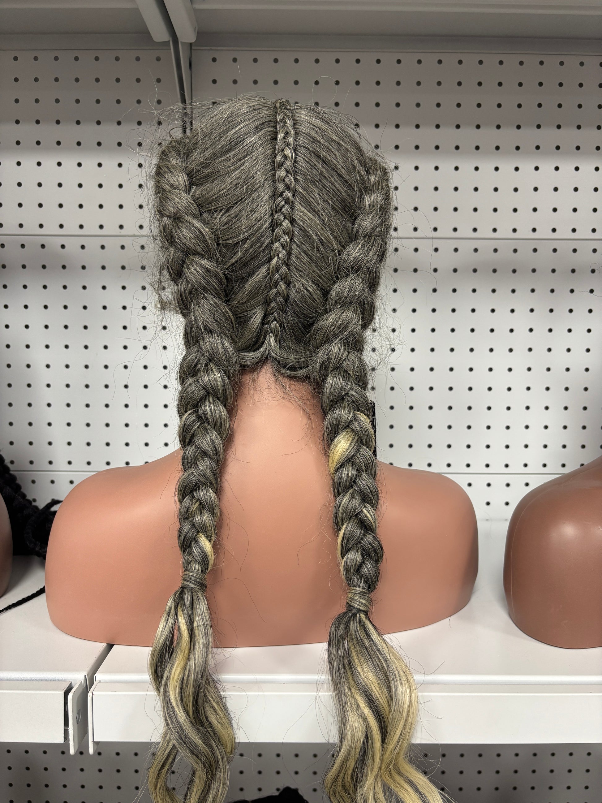 26" Silver Grey 200% Density Braided HD Lace Front Wig – Futuristic Glam