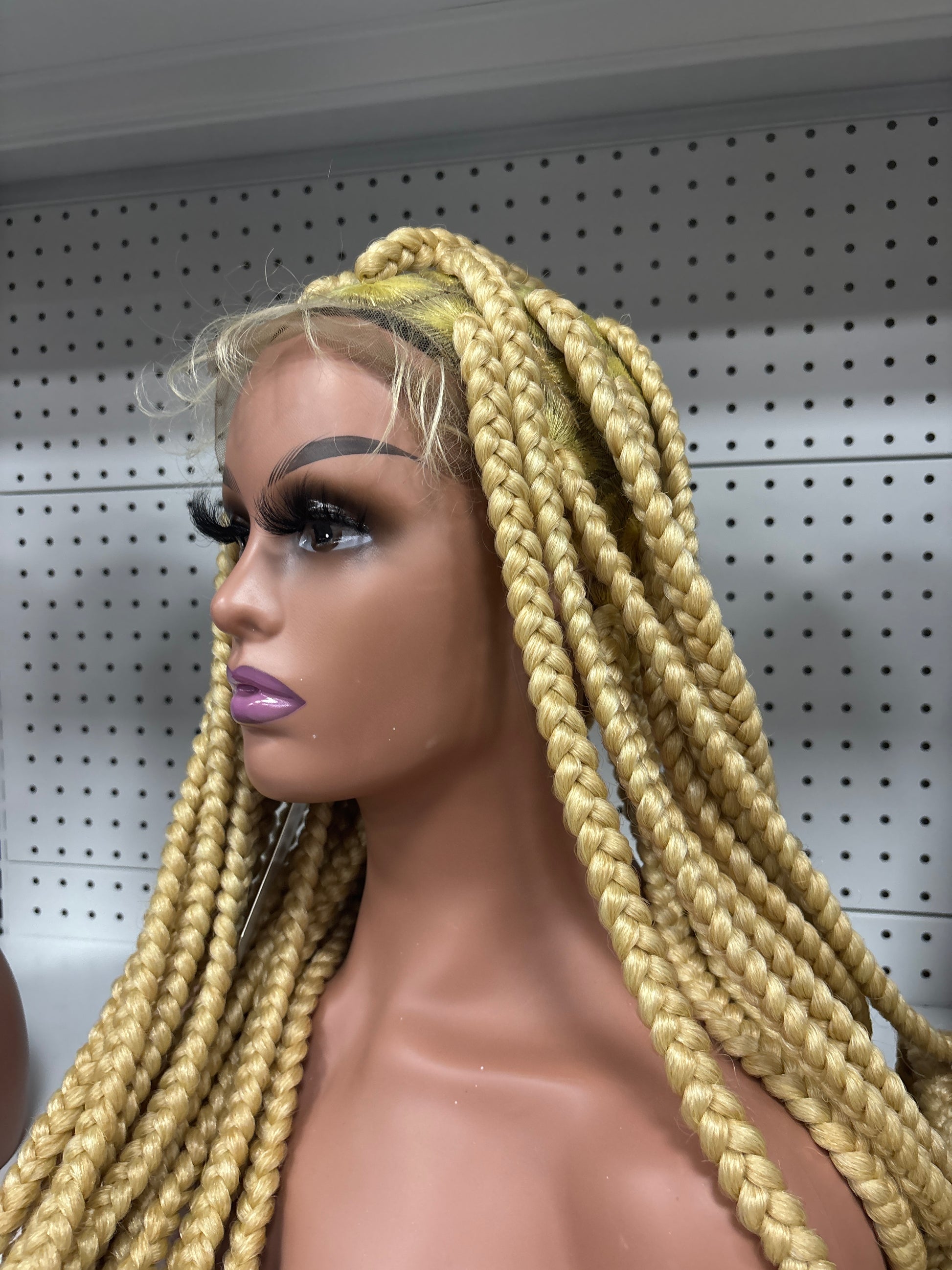 30" Blonde 250% Density Full Braided HD Lace Front Wig – Sun-Kissed Goddess Length