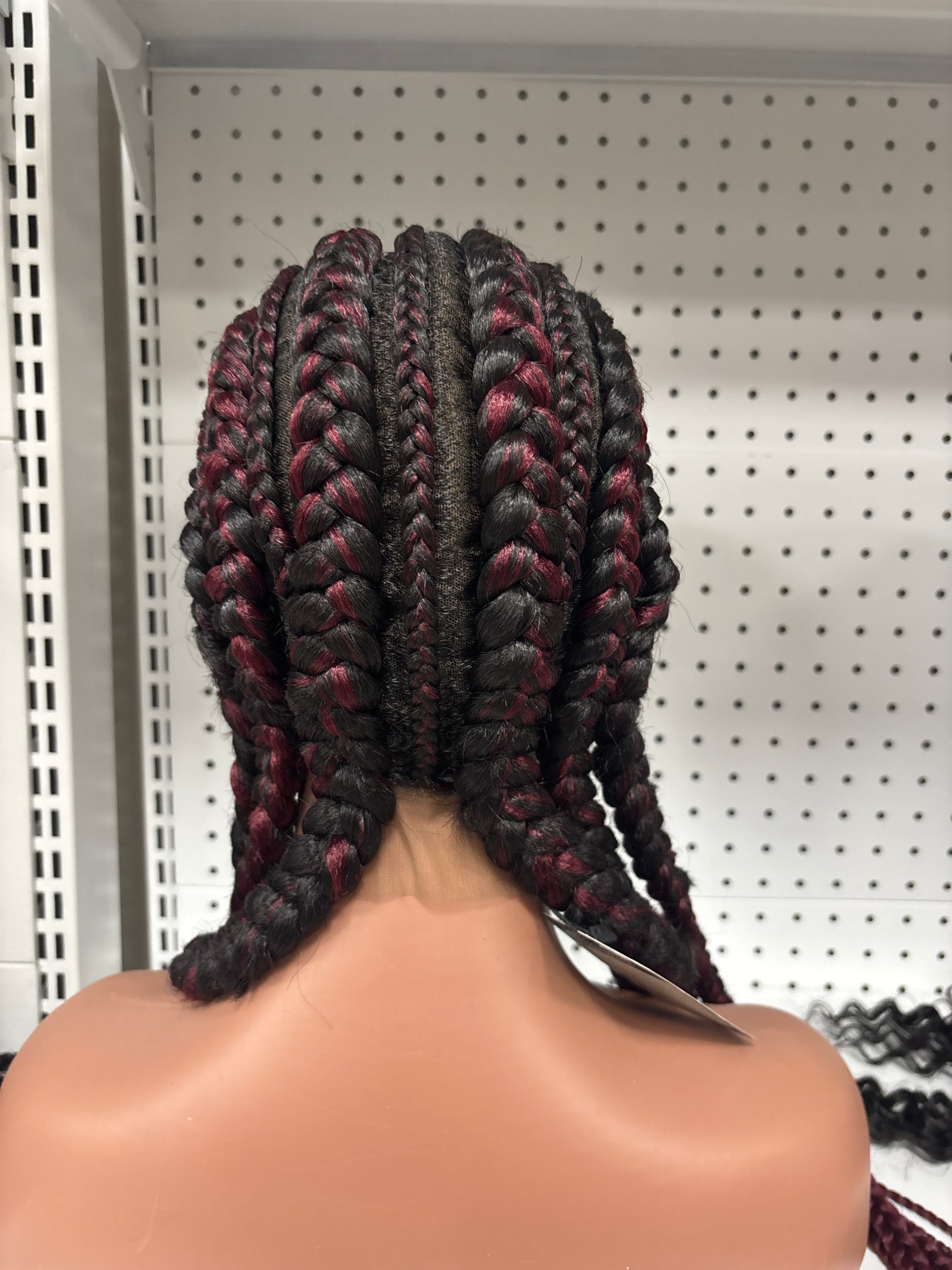 28" Black Full Braided HD Lace Front Synthetic Wig – Goddess Length with Curly Baby Hair Bang