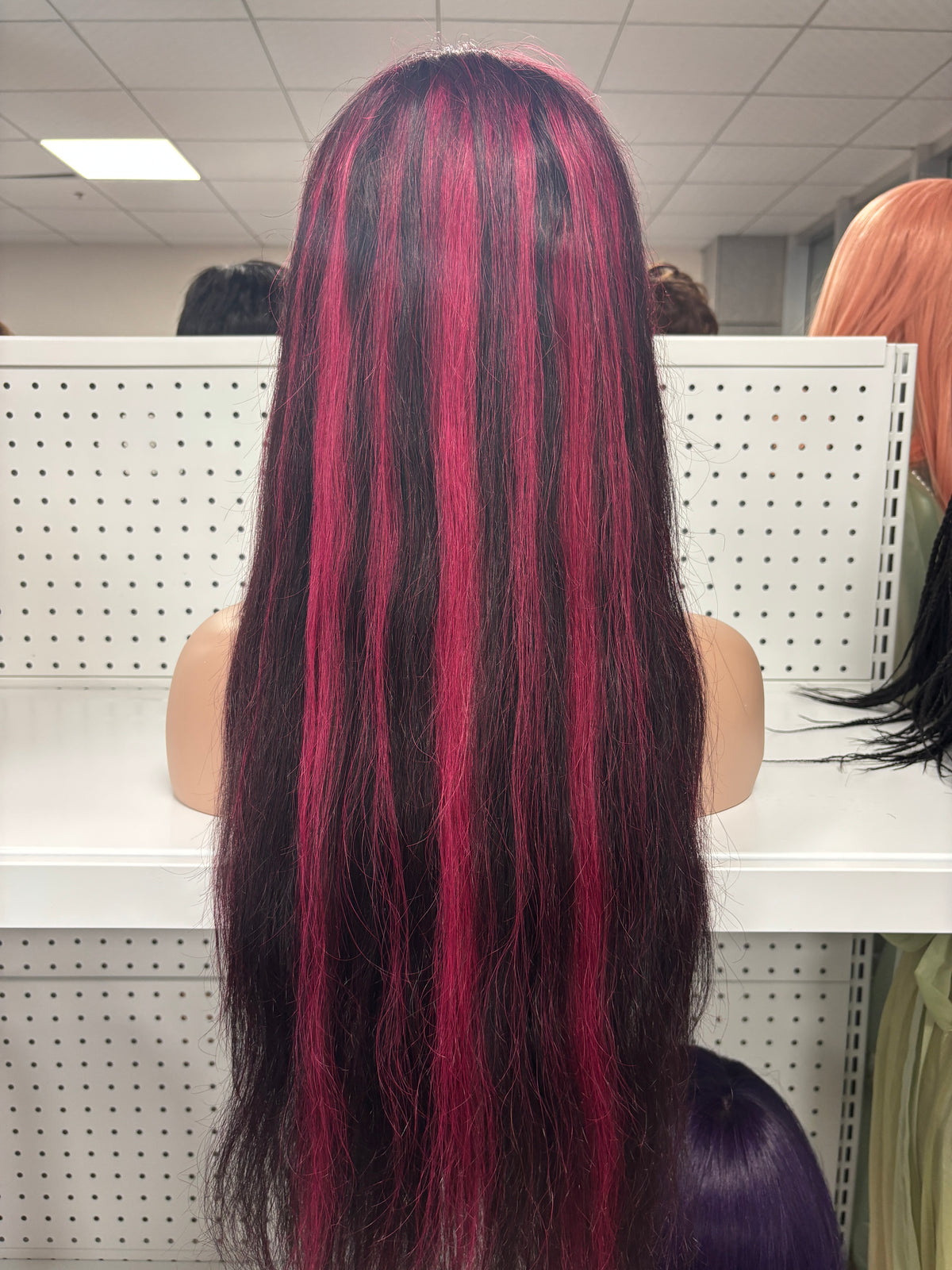 24" Straight Black with Burgundy Highlights HD Lace Front Wig – Sultry & Sophisticated