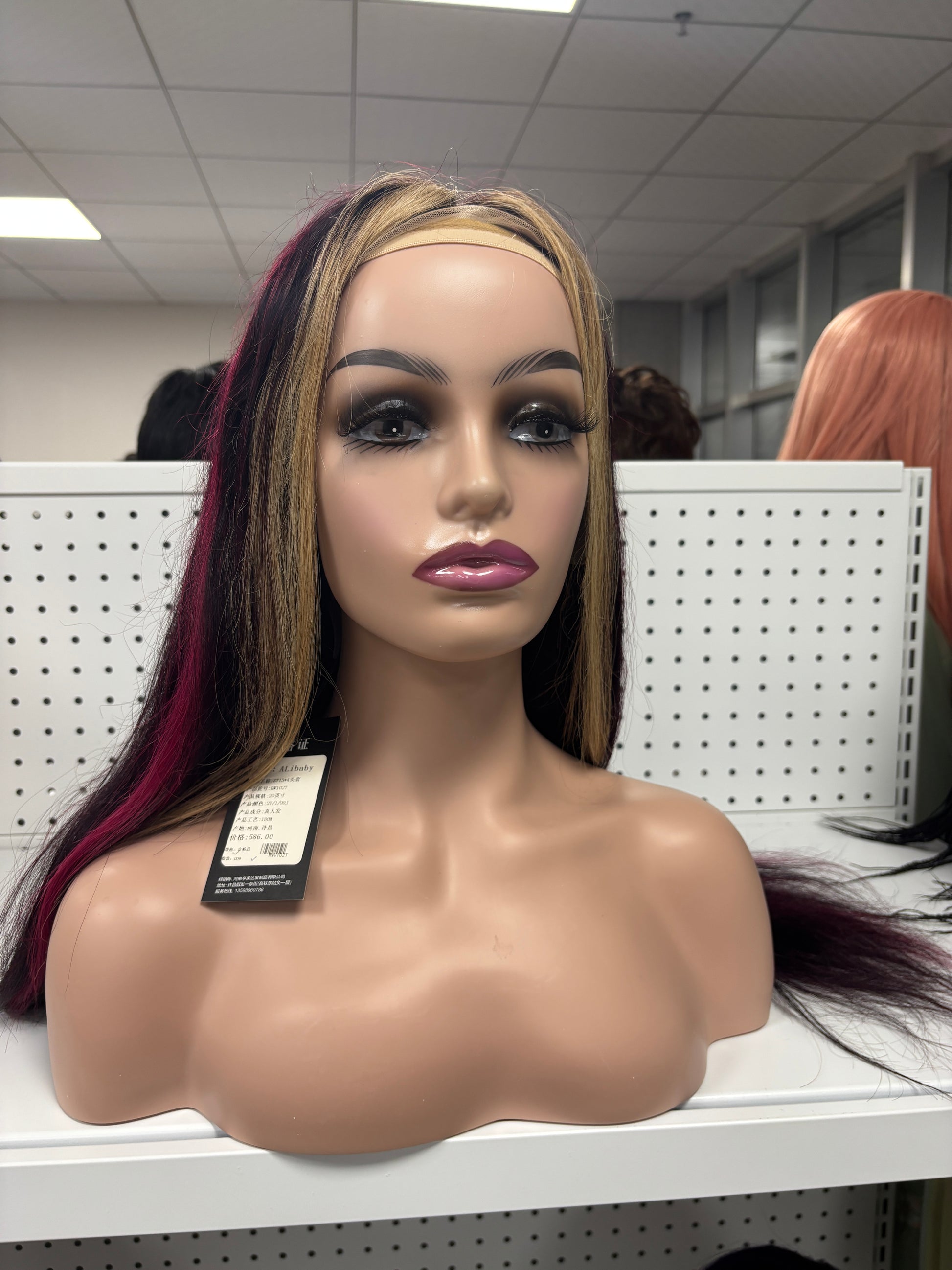 24" Straight Black with Burgundy Highlights HD Lace Front Wig – Sultry & Sophisticated