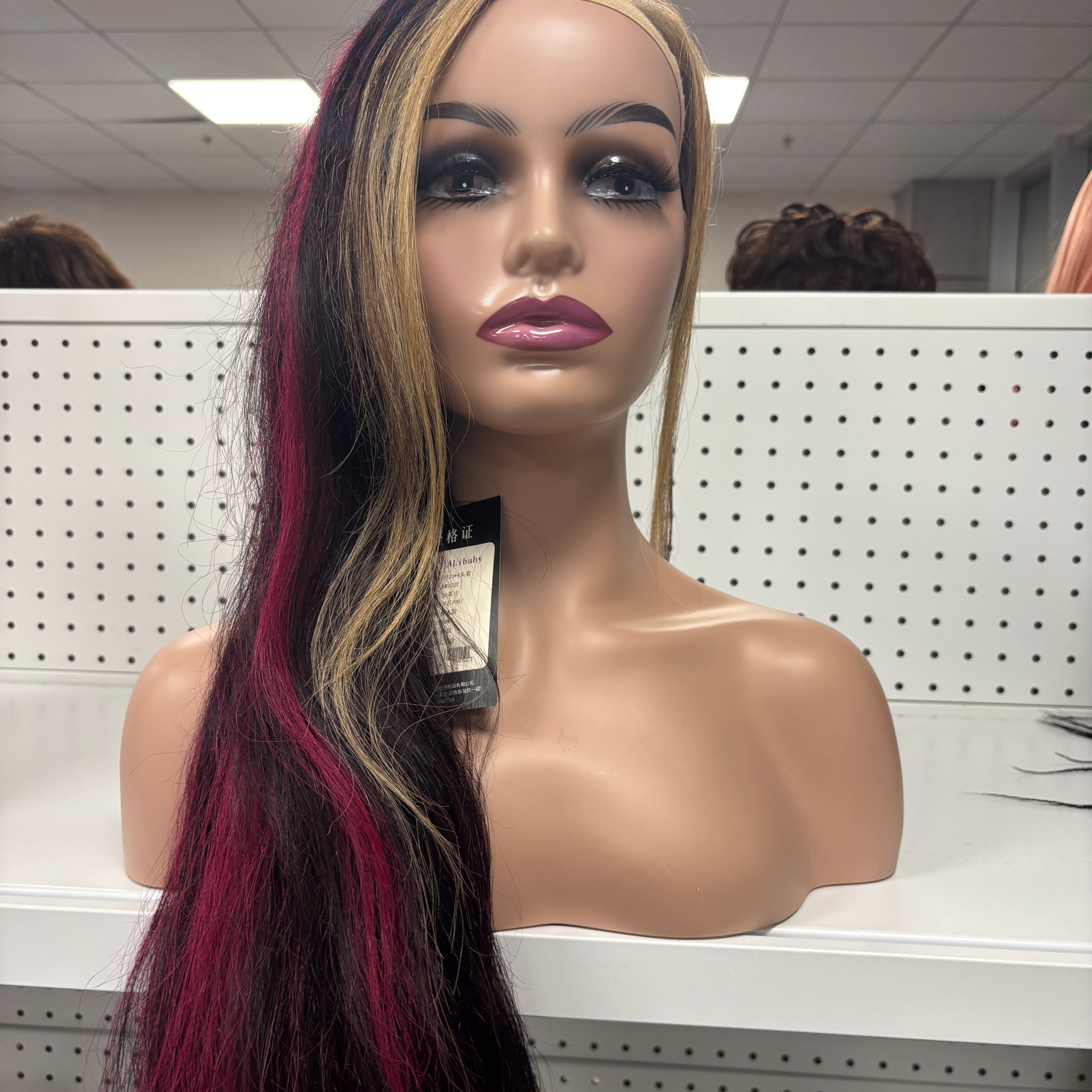 24" Straight Black with Burgundy Highlights HD Lace Front Wig – Sultry & Sophisticated