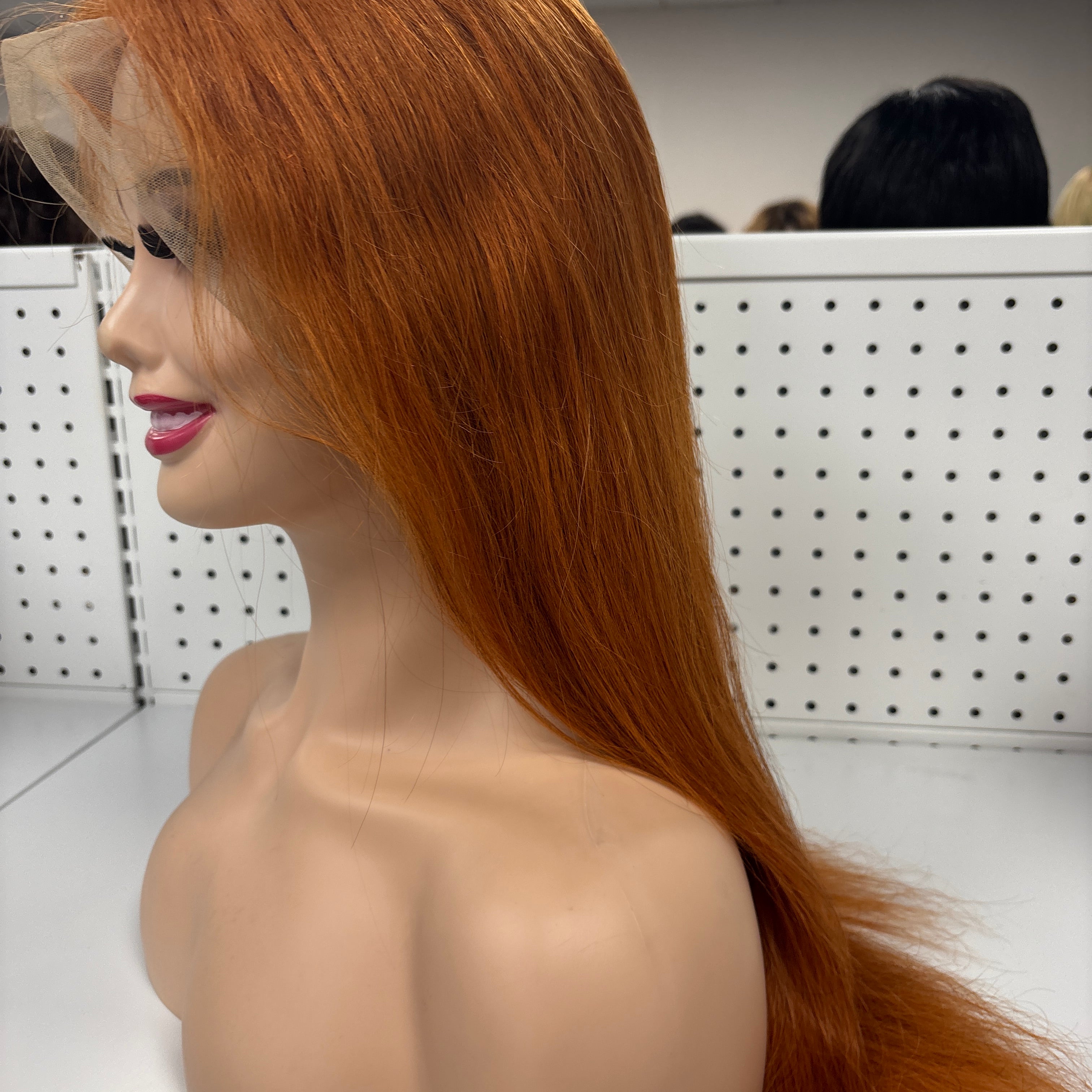 26" Dirty Orange Straight HD Lace Front Wig – Bold & Ultra-Glamorous