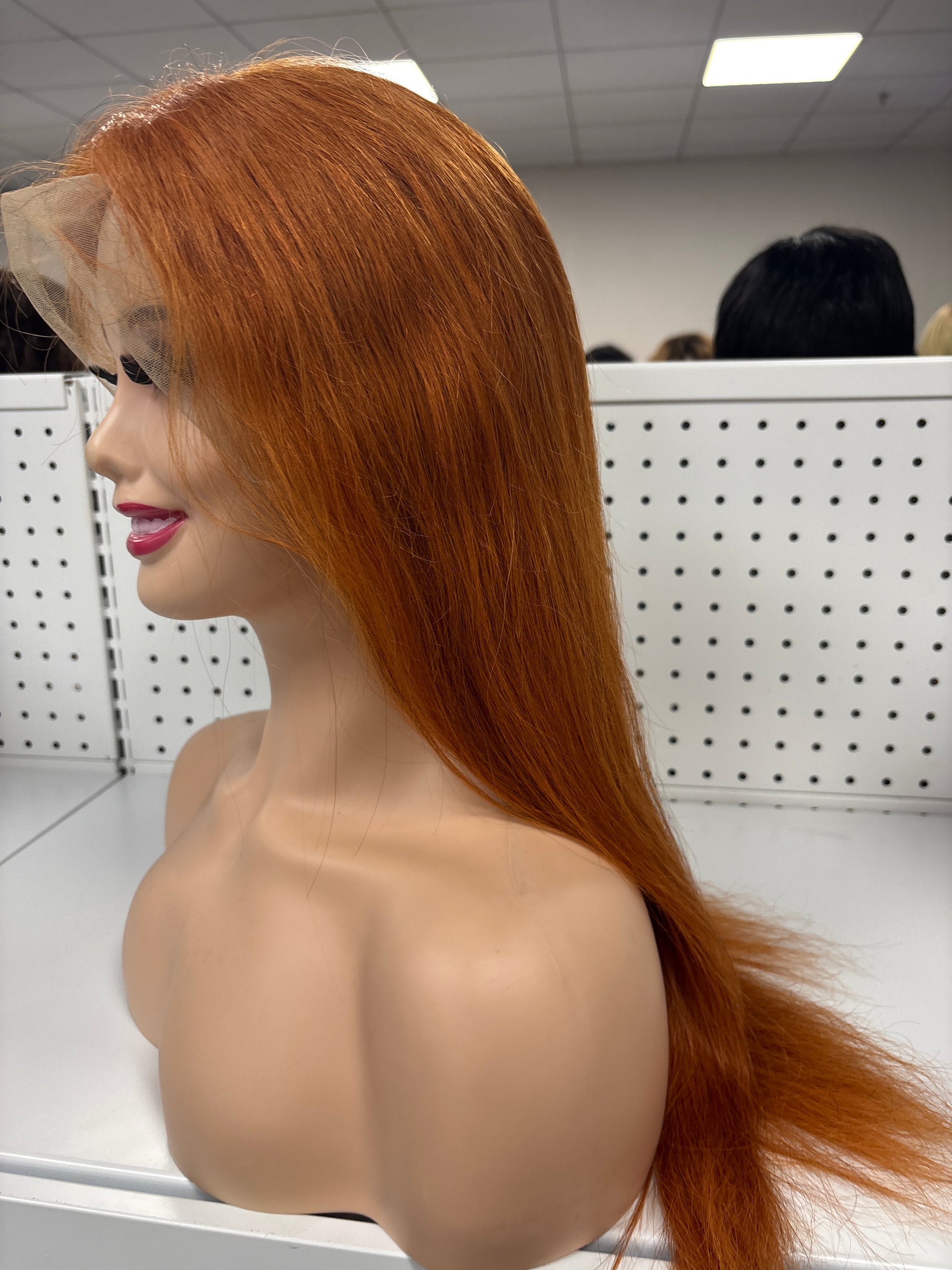 26" Dirty Orange Straight HD Lace Front Wig – Bold & Ultra-Glamorous