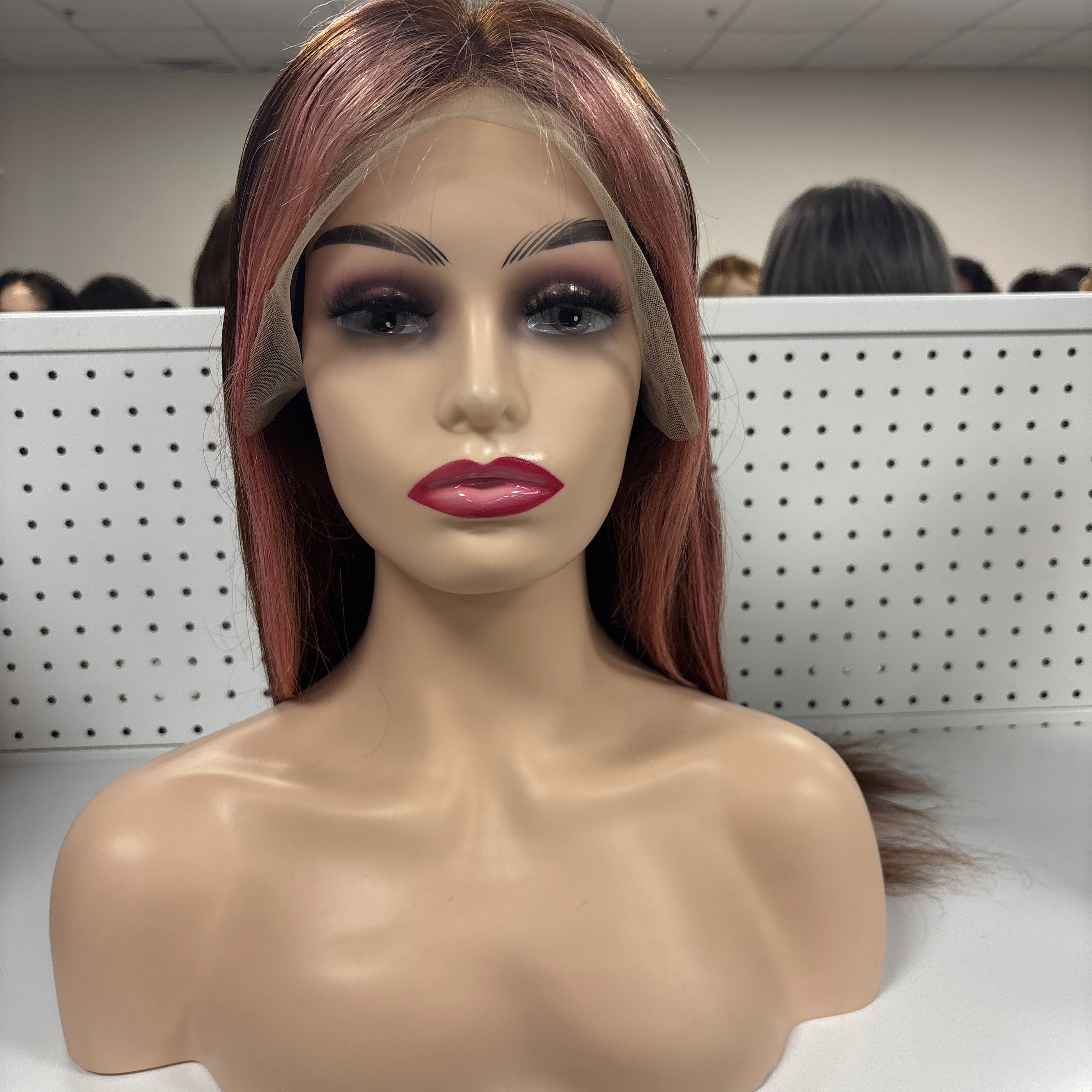 26" Straight Black with Pink Highlights HD Lace Front Wig – Bold & Glamorous