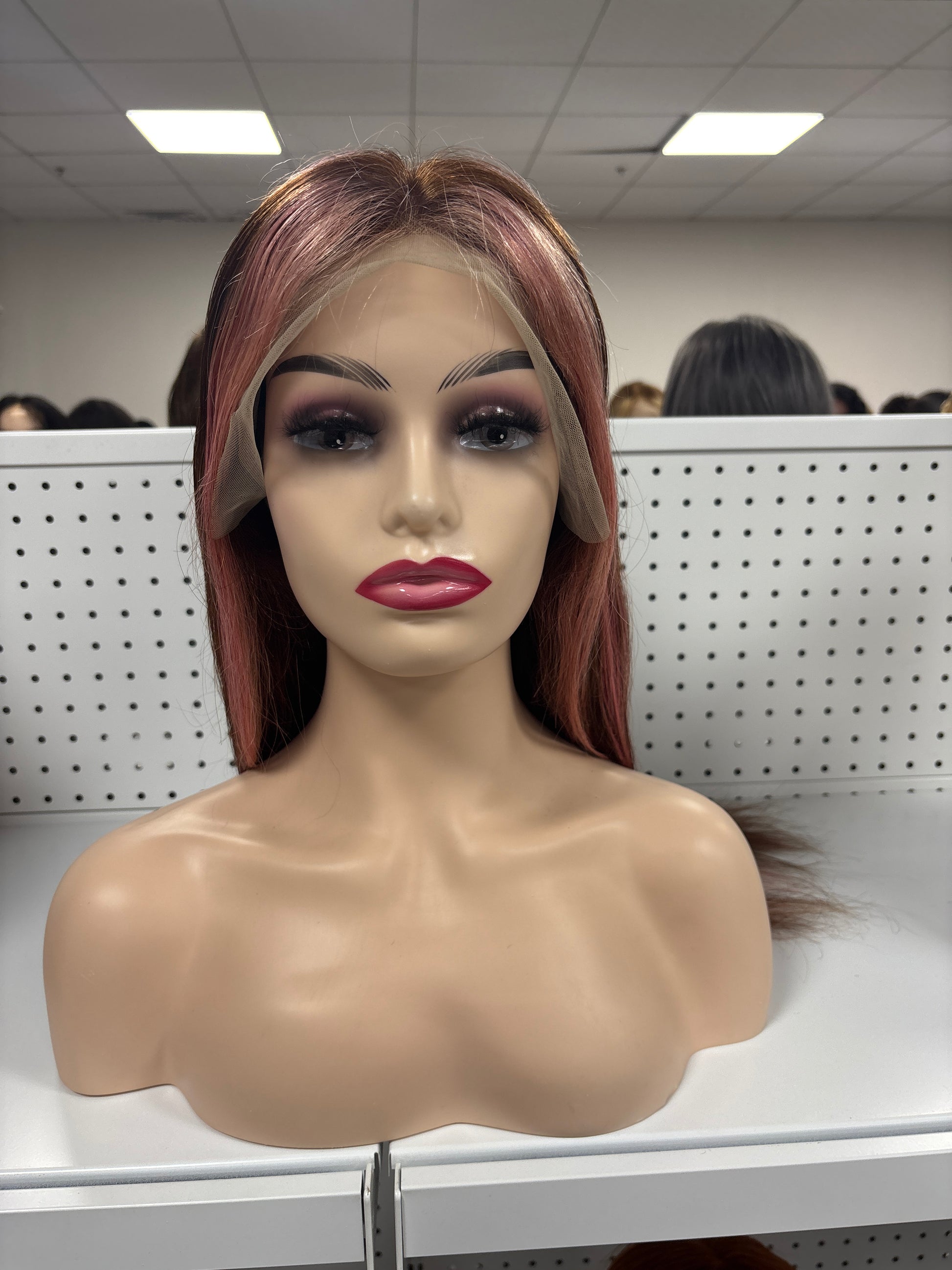 26" Straight Black with Pink Highlights HD Lace Front Wig – Bold & Glamorous