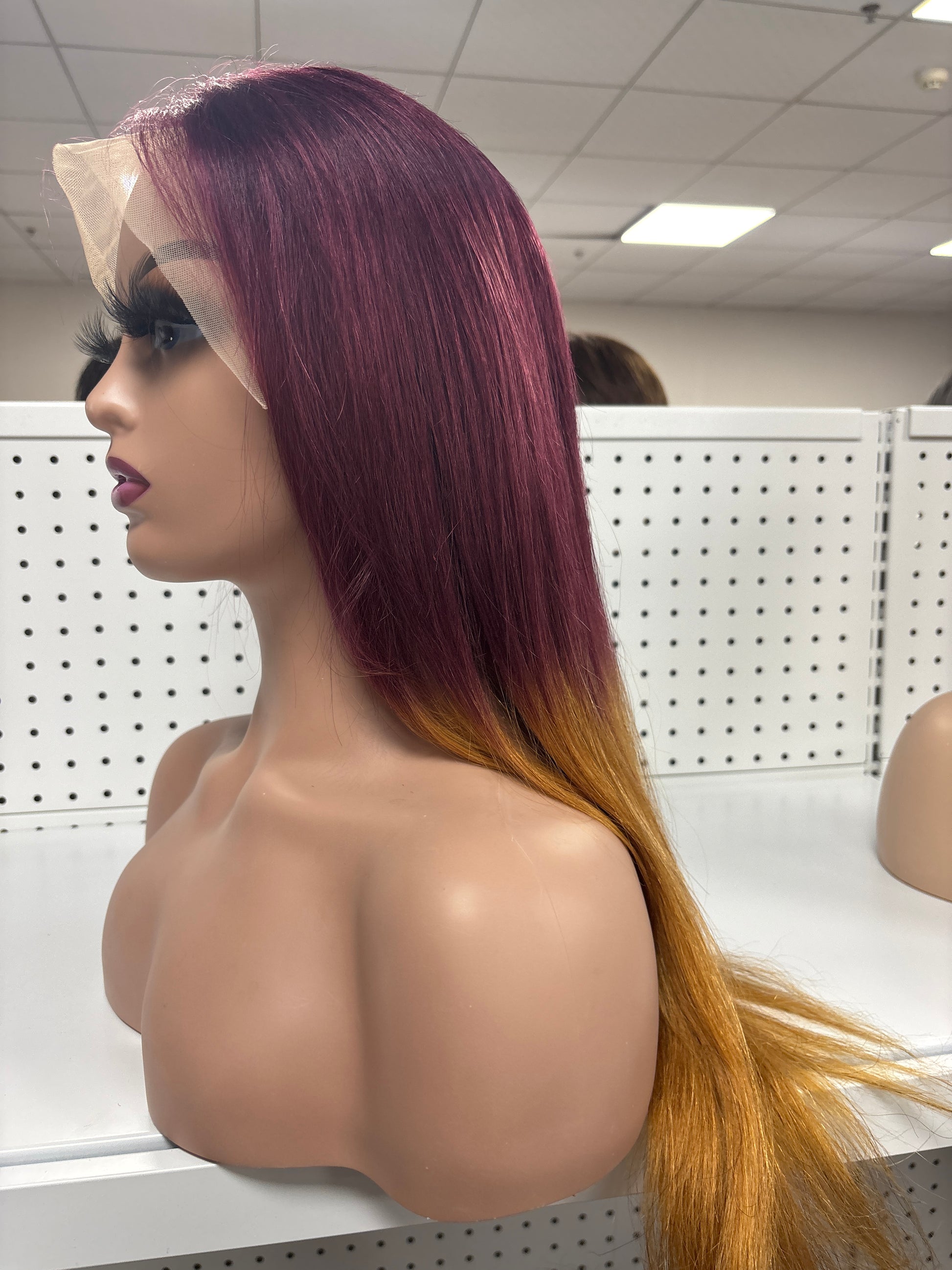 26" Straight Black with Pink Highlights HD Lace Front Wig – Bold & Glamorous