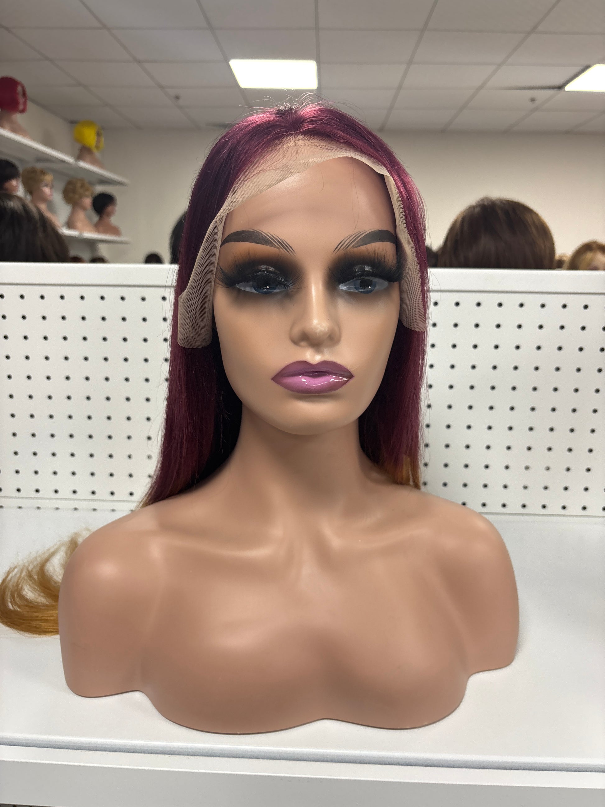 26" Straight Black with Pink Highlights HD Lace Front Wig – Bold & Glamorous