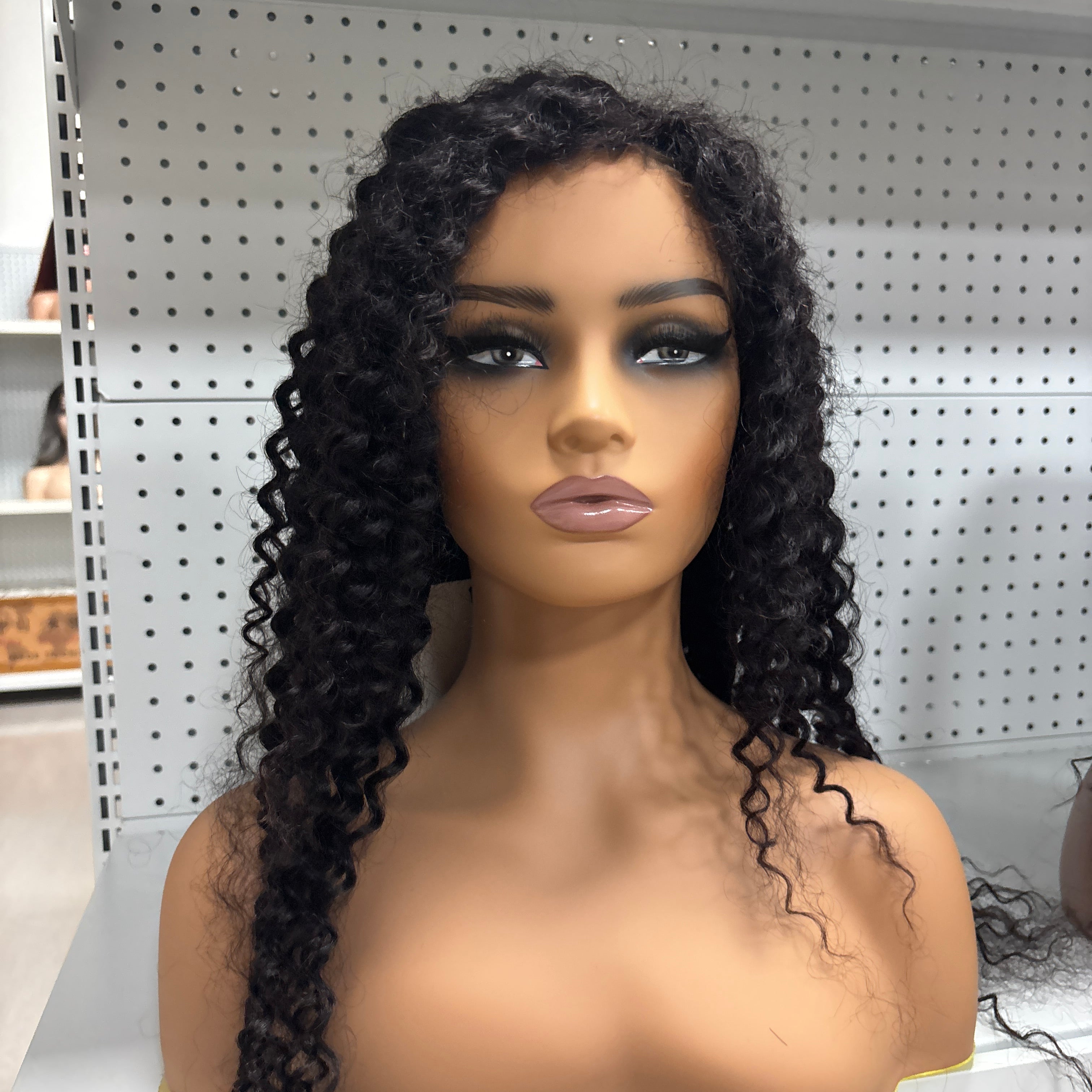 16" Deep Curly Black HD Lace Front Wig – Voluminous & Bold