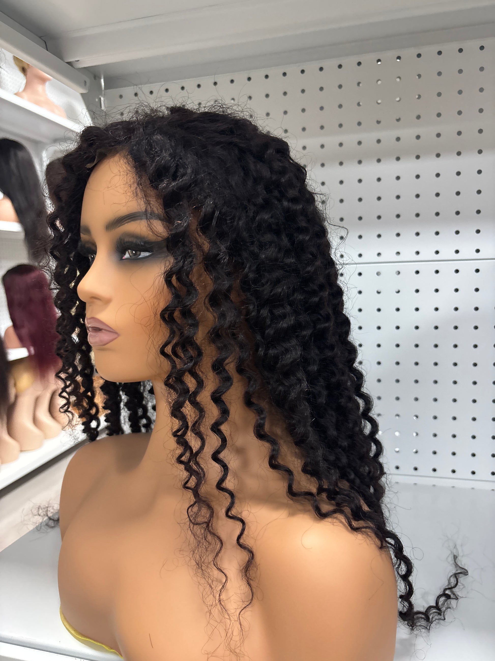 16" Deep Curly Black HD Lace Front Wig – Voluminous & Bold